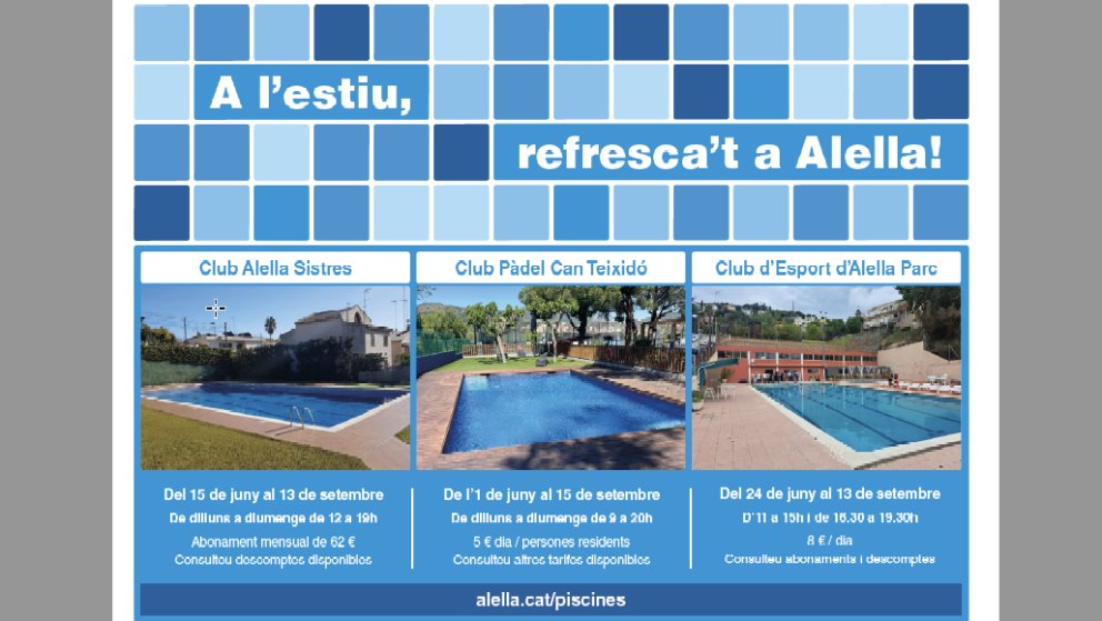 Alella obre a l'ús públic les piscines de tres clubs privats durant l'estiu